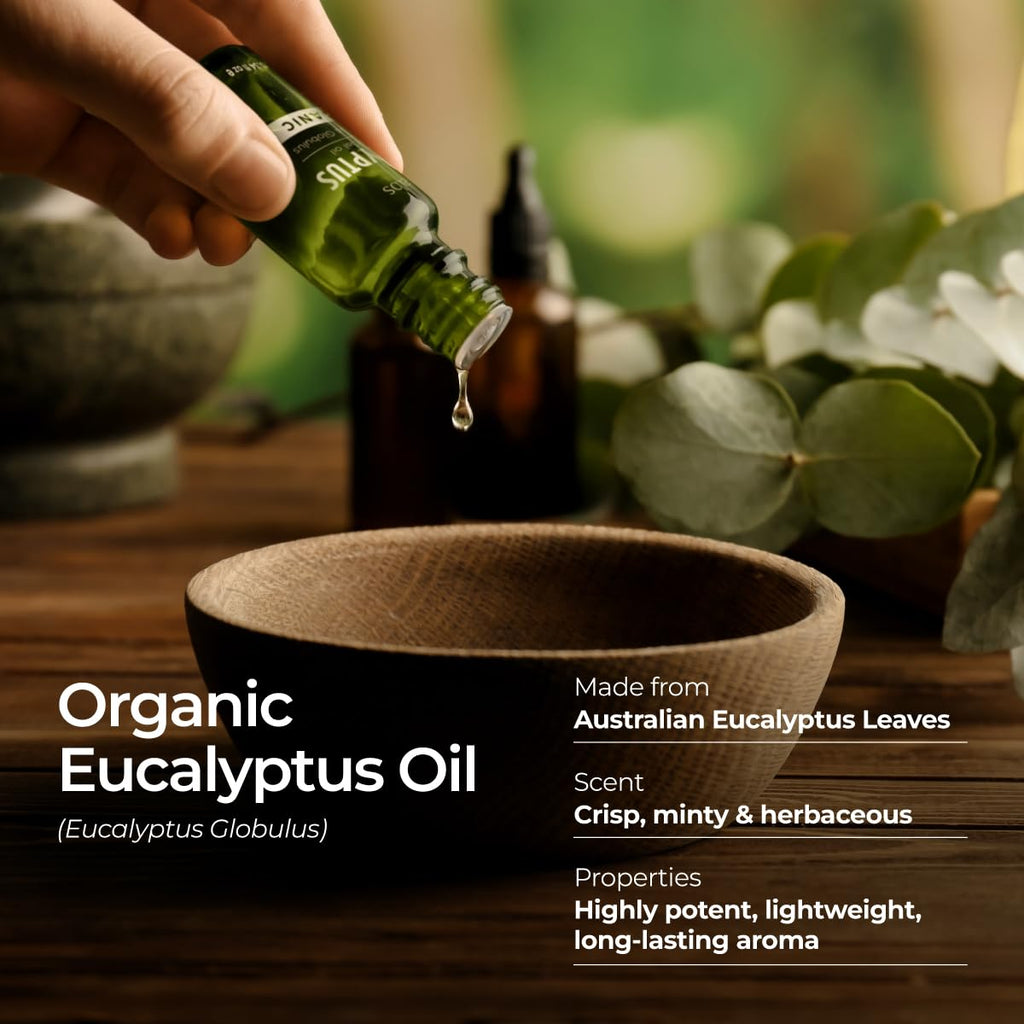 Gya Labs Organic Eucalyptus Essential Oil for Diffuser - 100% Pure Natural Eucalyptus Oil Organic for Skin, Hair, Soap Making &