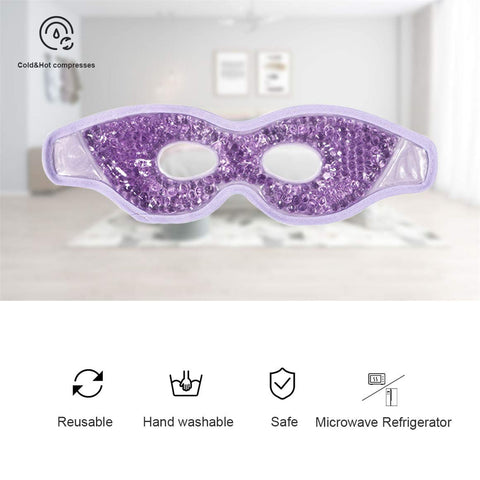 Ruzzut Cooling Gel Eye Mask with Eye Holes, 2 PCS Gel Bead Cold Eye Packs for Puffy Eyes & Swelling, Reusable Hot Cold Compress 