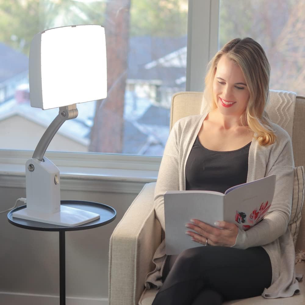 Carex Day-Light Sky Bright Sunlight Therapy Lamp, 10000 LUX Therapy Lamp at 12 Inches, LED Bright White Light with Adjustable He