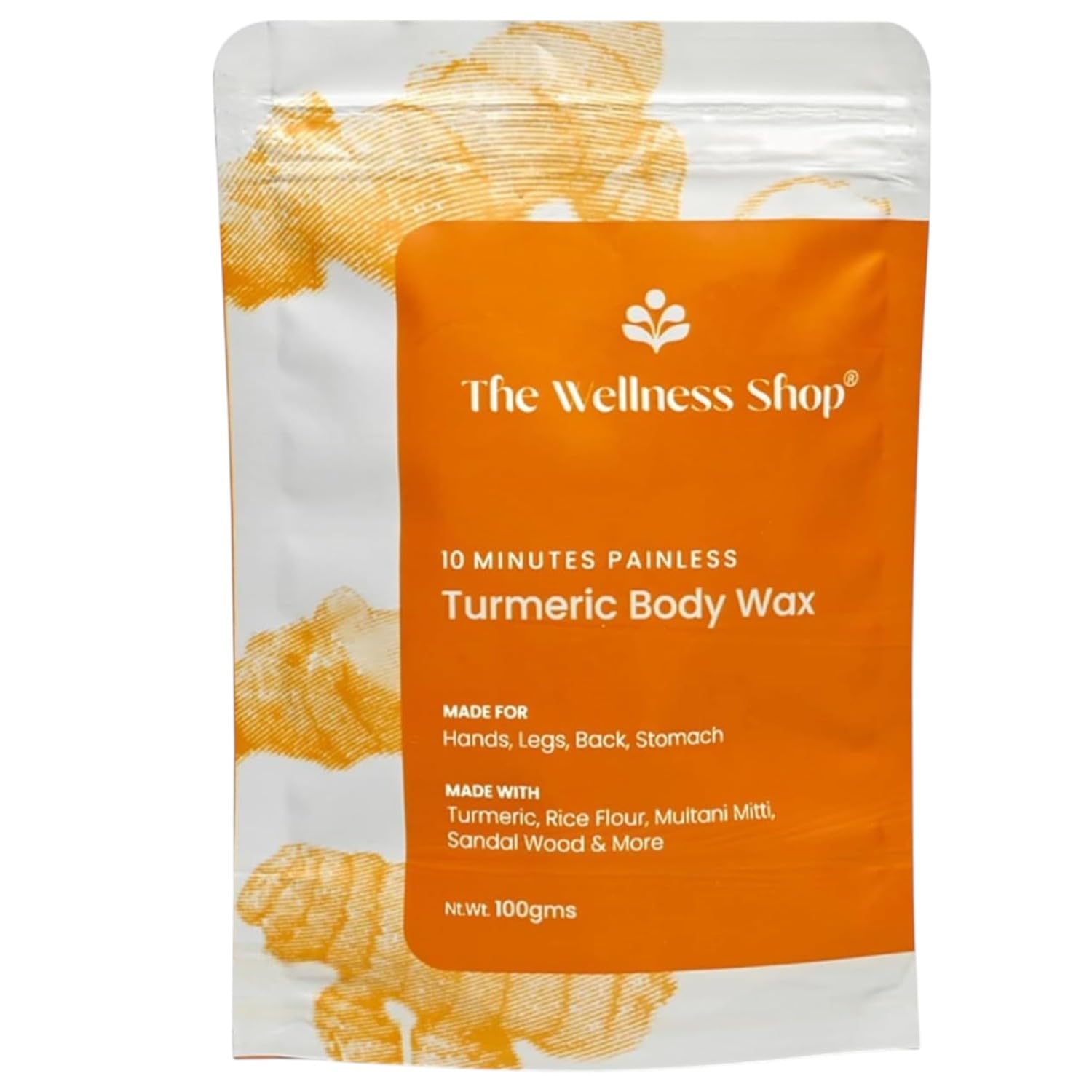 The Wellness Shop Turmeric Full Body Wax Powder 100G | Natural Hair Removal For Arms, Legs & Face | Brightening & Tan Removal | 