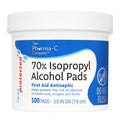 The Pharma-C Company 70% Isopropyl Alcohol Pads [100 count]. First Aid - Antiseptic Wipes - Extra Large - Alcohol for minor cuts
