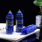 Runyangshi Blue Lapis Lazuli Natural Healing Crystal Wands Height 2-2.4, 6 Faceted Prism Wand Reiki Chakra Stone, Natural Quartz