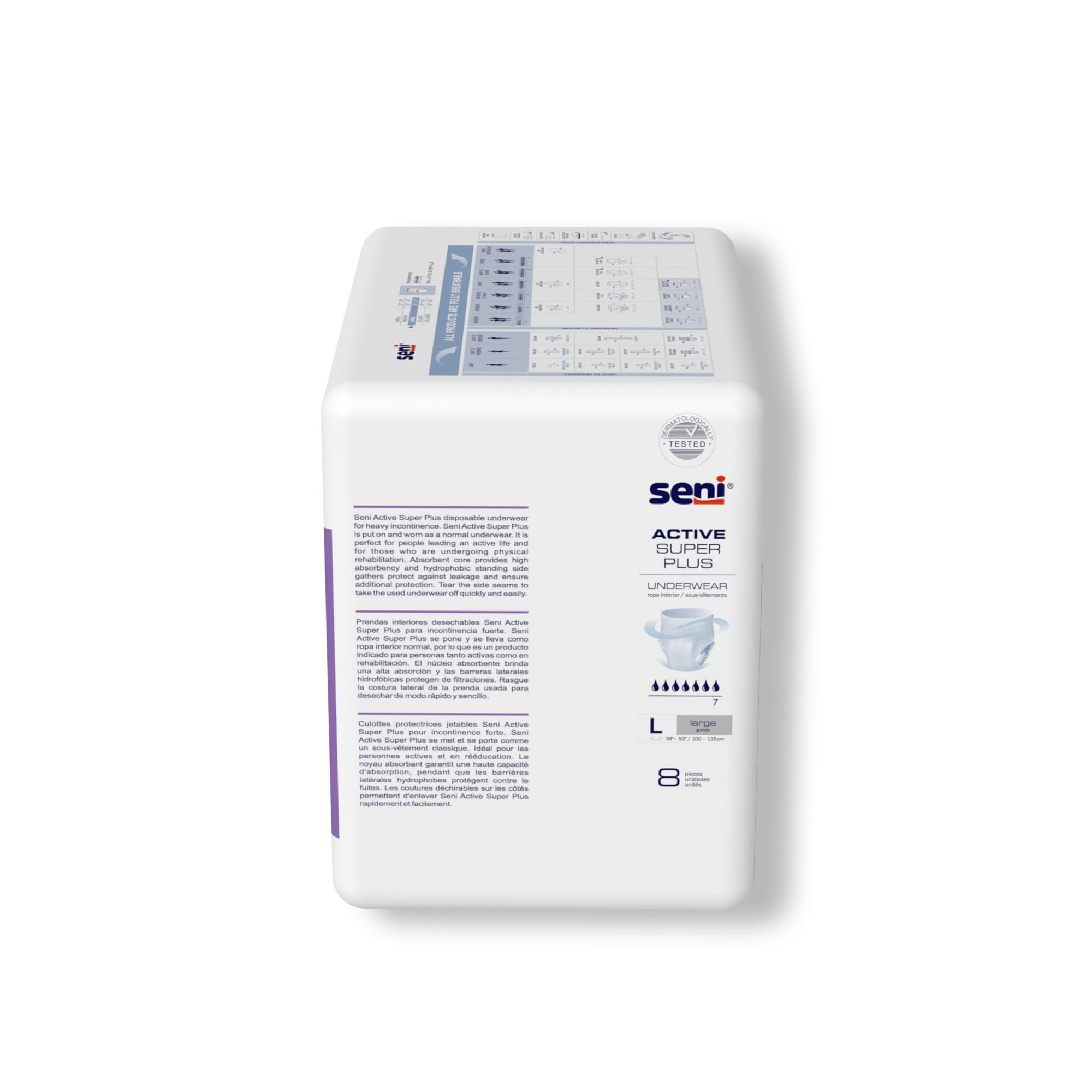 Seni Active Super Plus Disposable Underwear Pull On with Tear Away Seams Large, S-LA08-AP1, Heavy, 8 Ct
