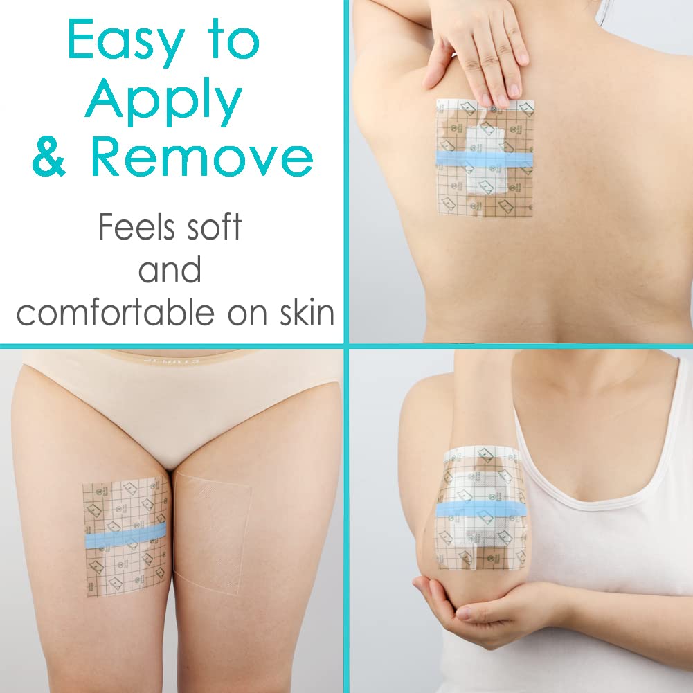 50Pcs Waterproof Shower Protector Bandage 4x4.7 inch for Chest Chemo Port Dialysis Catheter Shower Cover Hemodialysis Surgery In