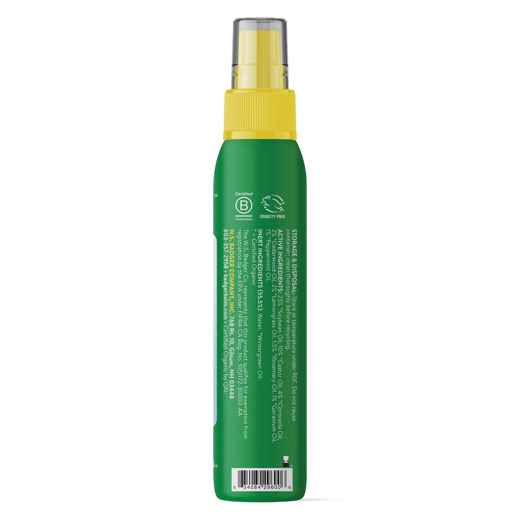 Badger - Anti-Bug Shake & Spray, DEET-Free Natural Bug Spray, Eco-Friendly, Certified Organic Mosquito Spray, Great for Kids, In