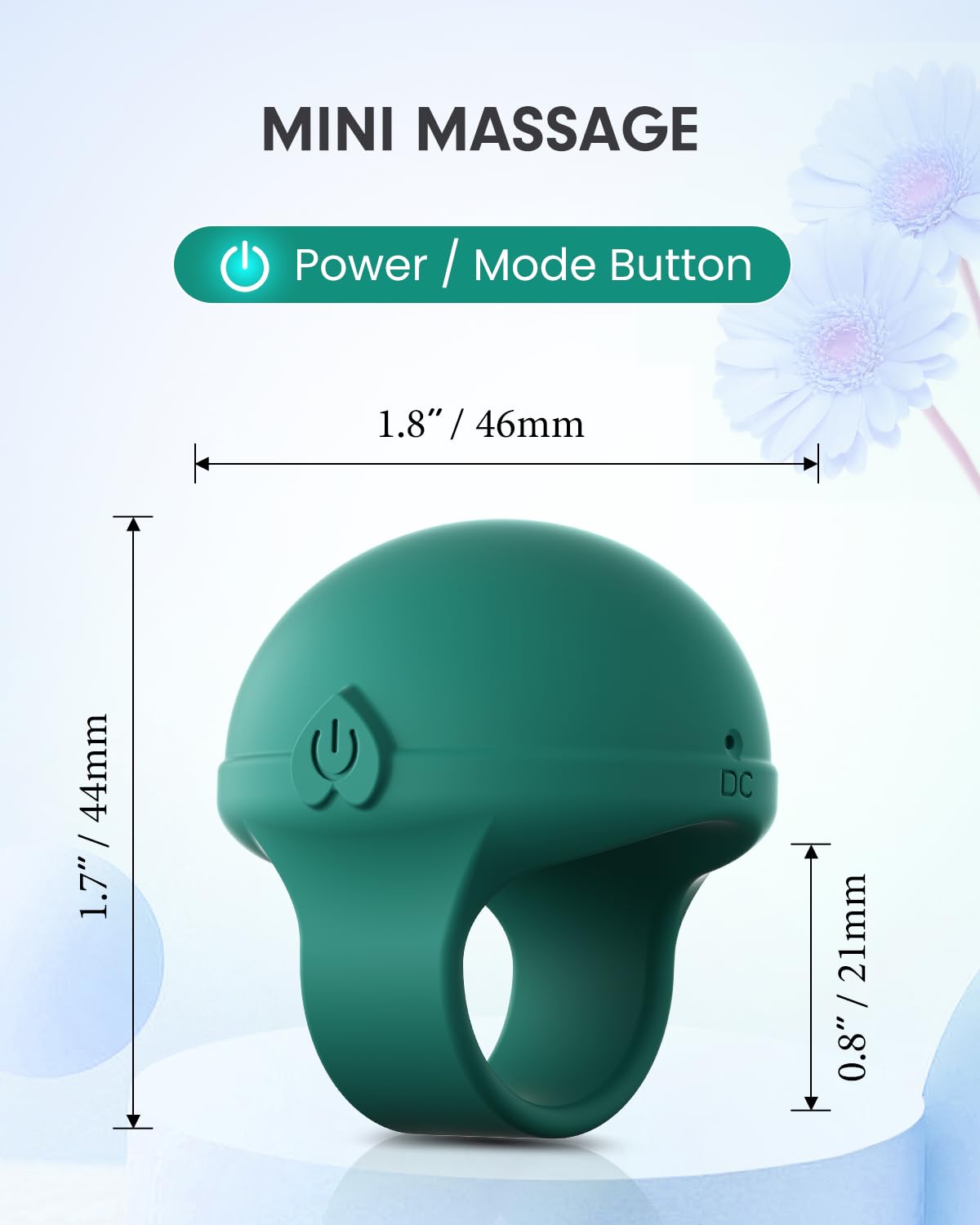 Pinkmini Portable Facial Massager, Waterproof Rechargeable Powerful Multifunctional Eye, Finger and Body Mini Massager (Green)