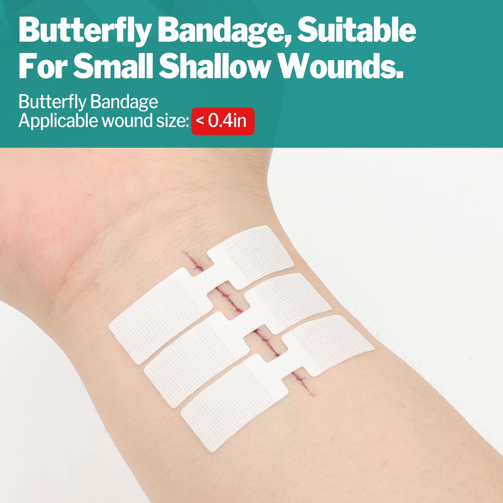 AZEN 28 Pack Wound Closure Strips, 3 Types Butterfly Bandages, Emergency Laceration Closure Kit, Repair Wounds Without Stitches,