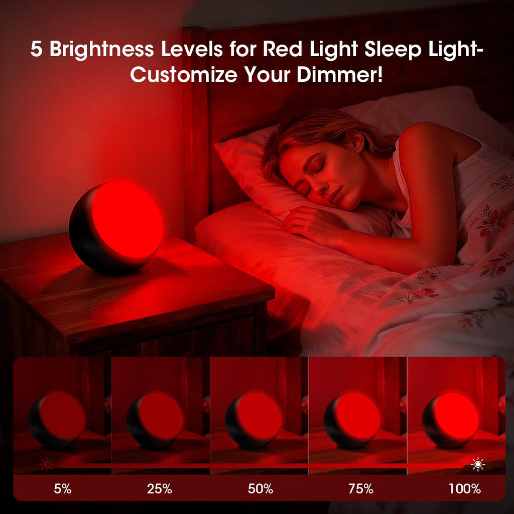 630nm Red Light Therapy Sleep Device, Red Night Light Lamp to Support Deep Relaxation and Improve Sleeping for Adult & Elderly A