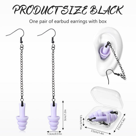 Misdary Earplug Earrings with Case Soft Silicone Earplugs Hanger for Concert, Music Festival, DJs, Nightclub, Traveling, Drummer