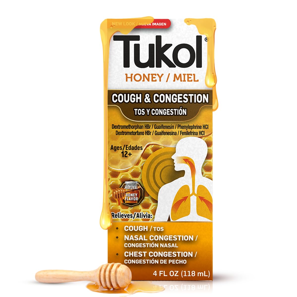 TUKOL Adult X-Pecto Miel Honey Cold Syrup, 4 Ounce