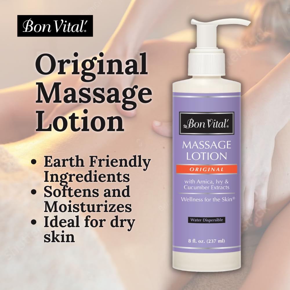 Bon Vital Original Massage Lotion for a Versatile Massage Foundation to Relax Sore Muscles & Repair Dry Skin, Lightweight, Non-