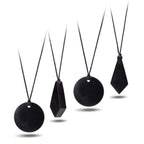 Heka Naturals Shungite Crystal Necklace Pendants Set | Healing Crystals & Chakra Necklace - Gemstone Jewelry for Men & Women - S