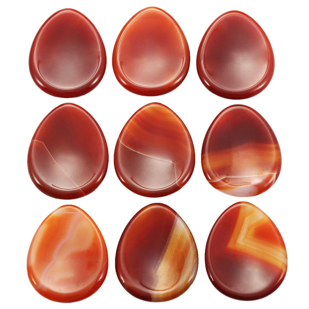 SUNYIK Handcarved Thumb Worry Stone, Polished Palm Pocket Stones Healing Crystals, Teardrop Carnelian