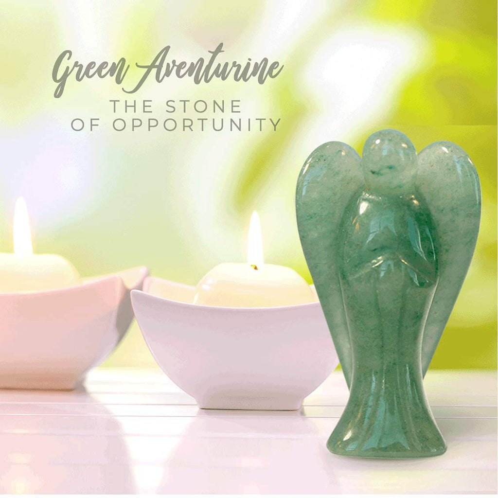 Earth Therapy Original Pocket Guardian Angel with Serenity Prayer Card - Green Aventurine Healing Stone Figurine - Bless Yoursel