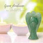 Earth Therapy Original Pocket Guardian Angel with Serenity Prayer Card - Green Aventurine Healing Stone Figurine - Bless Yoursel