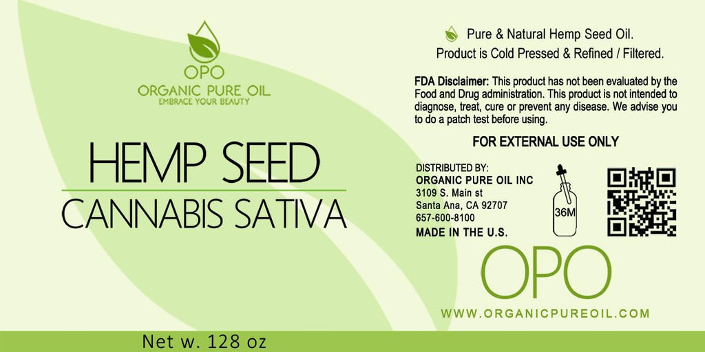 Hemp Seed Oil - Pure, Refined, Cold Pressed, All-Natural Non-GMO, Extra Virgin, Unscented, Carrier Oil - Bulk 128 oz / 1 Gallon