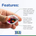 GMS Squeezable Pocket Pill Case - Small, Lightweight Pill Organizer Ideal for Travel - Holds Medicines Securely - Sturdy Design