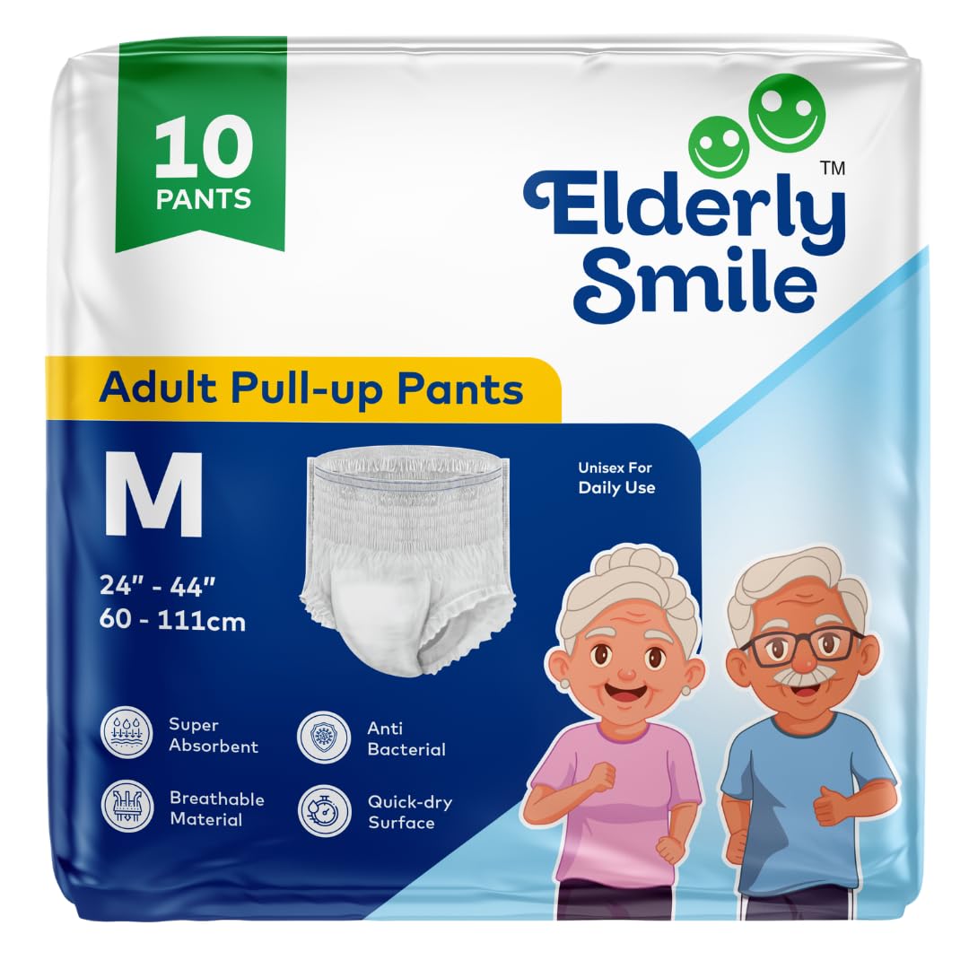 Elderly Smile Adult Diaper Pants Pull Up  Medium (2444 Waist) | Unisex Disposable Adult Incontinence Pants | Breathable, Ant