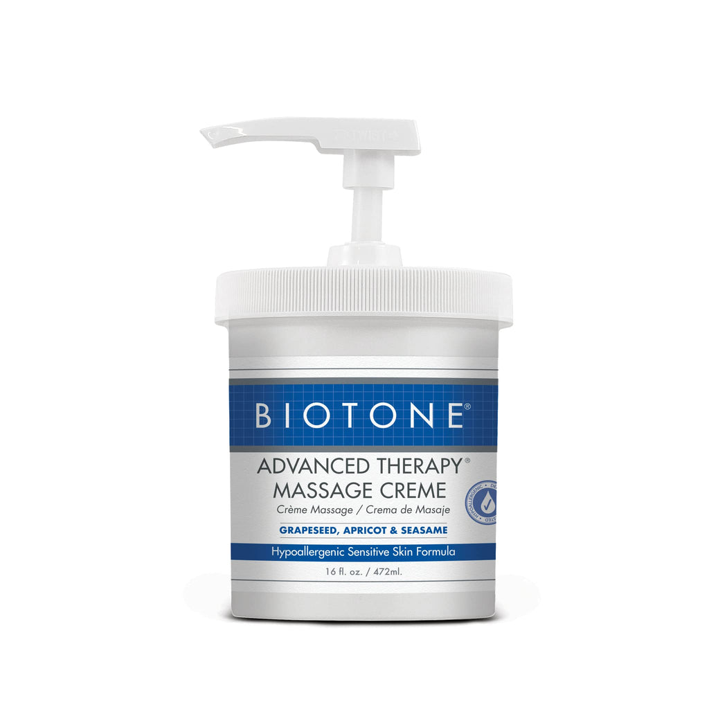 BIOTONE Advanced Therapy Massage Creme, Hypoallergenic and Fragrance-Free, Ideal Glide and Workability, Less Reapplications, Non