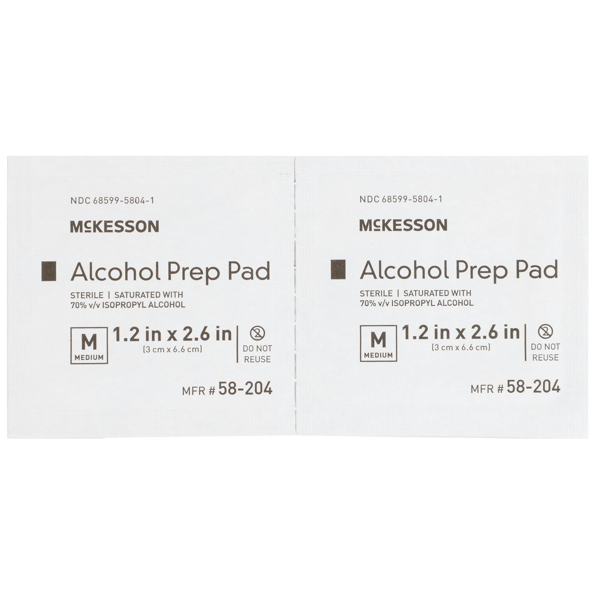 McKesson Alcohol Prep Pads, 70% Isopropyl, Individually Wrapped Wipes, Sterile, Medical-Grade, First Aid, Medium, 400-Pack