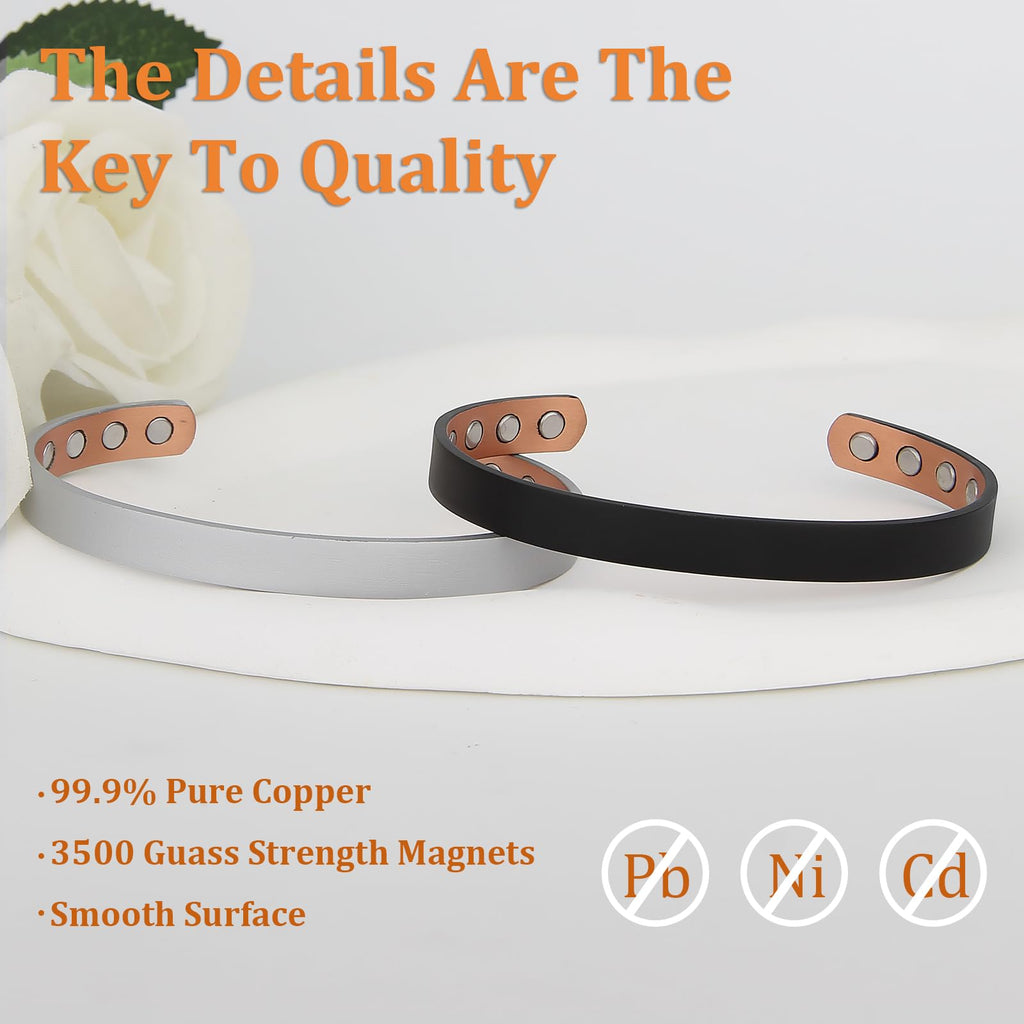 MagEnergy Copper Bracelet for Men and Women, 99.9% Pure Copper Magnetic Bangle with 8pcs 3500 Gauss Magnets,6.8 Adjustable Coppe