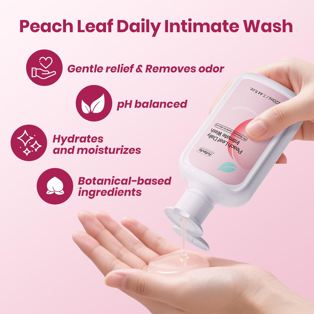 FuYanJie Peach Leaf Feminine Wash For intimate area Hygiene and Itchy, pH Balanced Body Wash with Lactic Acid For Sensitive Skin