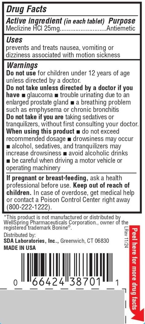 SDA LABORATORIES Meclizine Chewable Tablets, 25mg - Anti-Emetic, Raspberry Flavor - Motion Sickness & Vertigo Relief for Nausea,