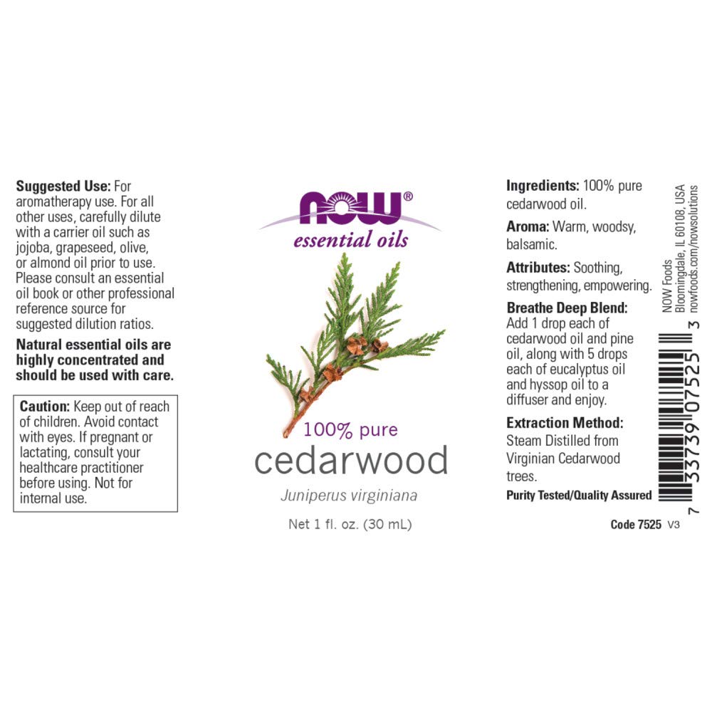 NOW Essential Oils, Cedarwood Oil, 1-Ounce