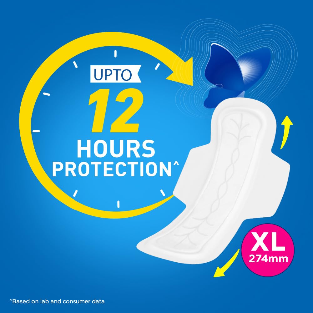 Stayfree Secure Extra Large Cottony Soft Cover Sanitary Pads for Women with Wings, 40 Pads