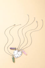 PESOENTH BFF Best Friend Necklace for 3- Healing Crystal Friendship Necklaces BFF Gifts Women Matching Heart Best Friends Foreve