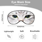 NOHSHE Cat Silk Eye Mask Sleep Mask Cute Funny Kitten Big Green Eyes Animal Pet Eye Mask with Adjustable Strap Lightweight for W