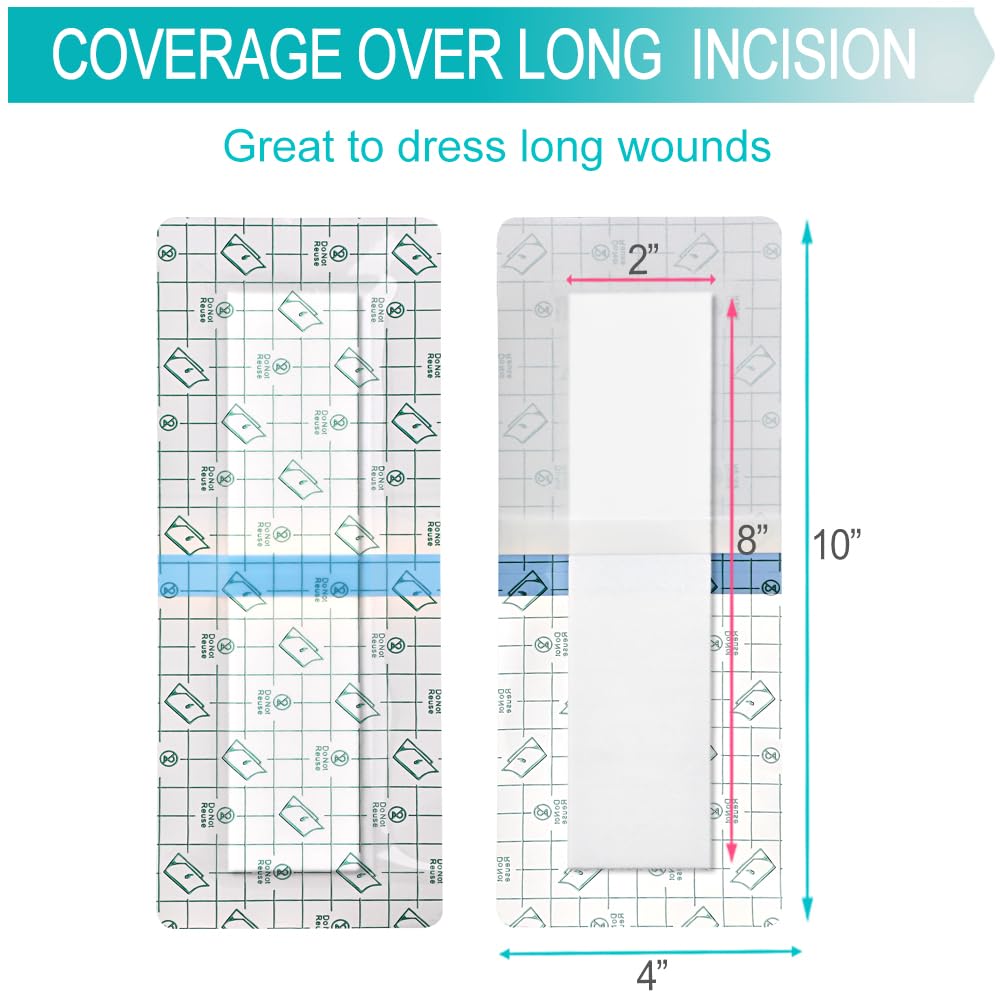 Waterproof Incision Bandages for Large Wounds Knee Hip Replacement Adheisve Island Dressing Bandaid Tape Post Surgical Shower Pr