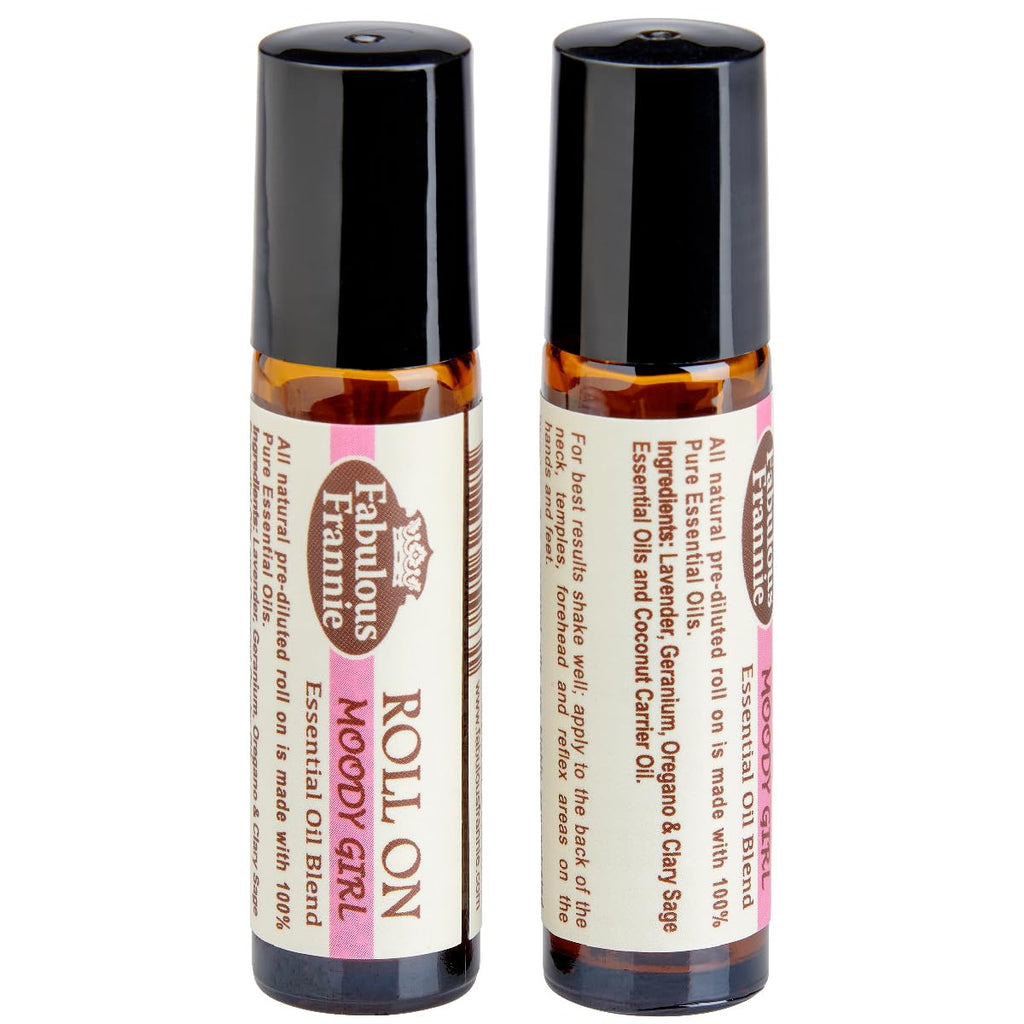 Fabulous Frannie Moody Girl Pre-diluted Essential Oil Blend Roll On - 10 ml Geranium, Lavender, Oregano and Clary Sage Essential