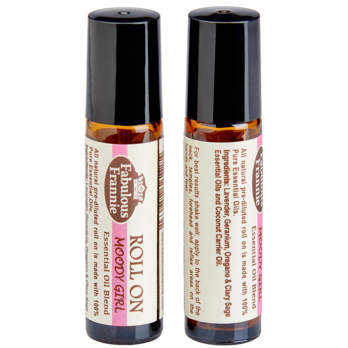 Fabulous Frannie Moody Girl Pre-diluted Essential Oil Blend Roll On - 10 ml Geranium, Lavender, Oregano and Clary Sage Essential