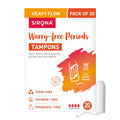 Sirona Period Made Easy Tampons  20 Piece (Pack Of 1) | For Heavy Flow | High Absorption Biodegradable Tampons | Fda Approved |