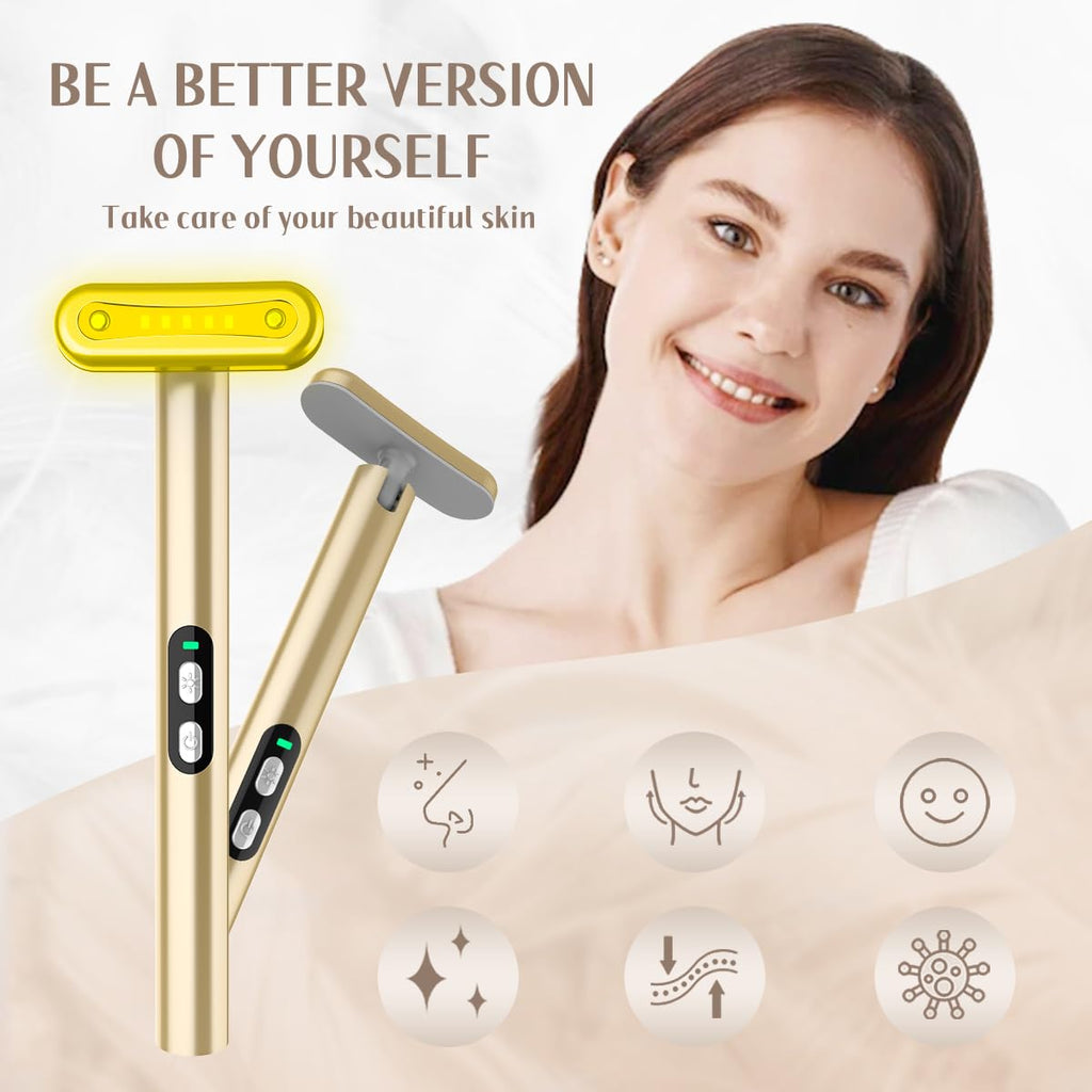 Fxtiaa Red-Light-Therapy-Wand-for-Face, 7 Colors LED Light Therapy Wand Eye Facial Red & Blue Rejuvenation Tool, Face Massager,
