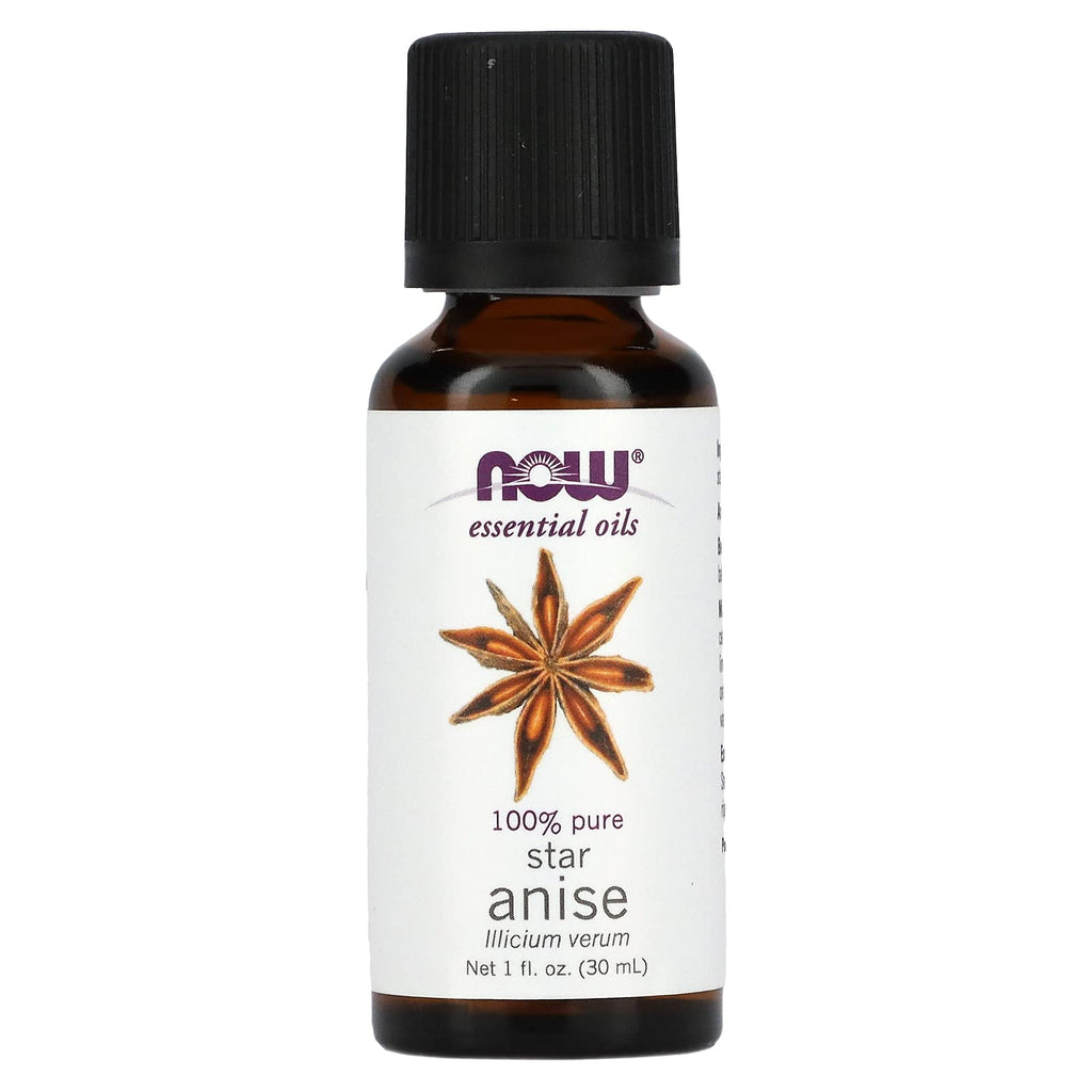 NOW Essential Oils, Anise Oil, Balancing Aromatherapy Scent, Steam Distilled, 100% Pure, Vegan, Child Resistant Cap, 1-Ounce