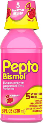 Pepto Bismol Liquid for Nausea, Heartburn, Indigestion, Upset Stomach and Diarrhea Relief, Cherry Flavor 8 oz
