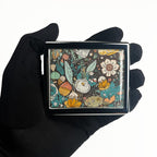 BOKAAW Magic Flowers 7 Days Chromed Shiny Silver Pill Organizer with Mirror Inside Has 8 Separate Compartments Rectangle 7 Days