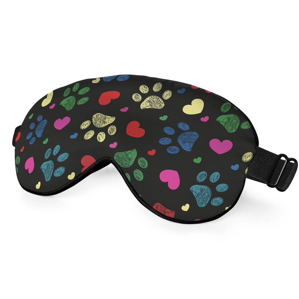 NOHSHE Paw Hearts Print Sleep Eye Mask Colorful Love Pet Footprints Black Silk Eye Mask Sleeping Soft Eye Shade Cover for Men Wo