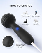 Portable Electric Travel Massager, Pinkmini Powerful Handheld Mini Muscle Massage Tool (Deep Black)