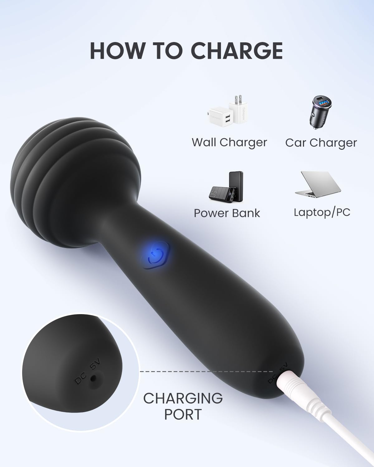 Portable Electric Travel Massager, Pinkmini Powerful Handheld Mini Muscle Massage Tool (Deep Black)