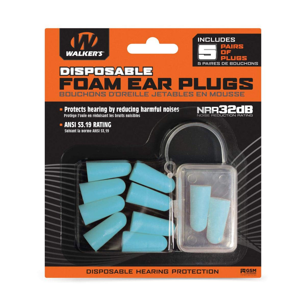 Walkers Foam NRR32dB Ear Plugs 5 Pair Teal