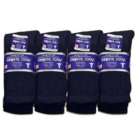Falari Physicians Approved Diabetic Socks Crew Unisex 3, 6 or 12-Pack (13-15, 12 Pairs Navy)