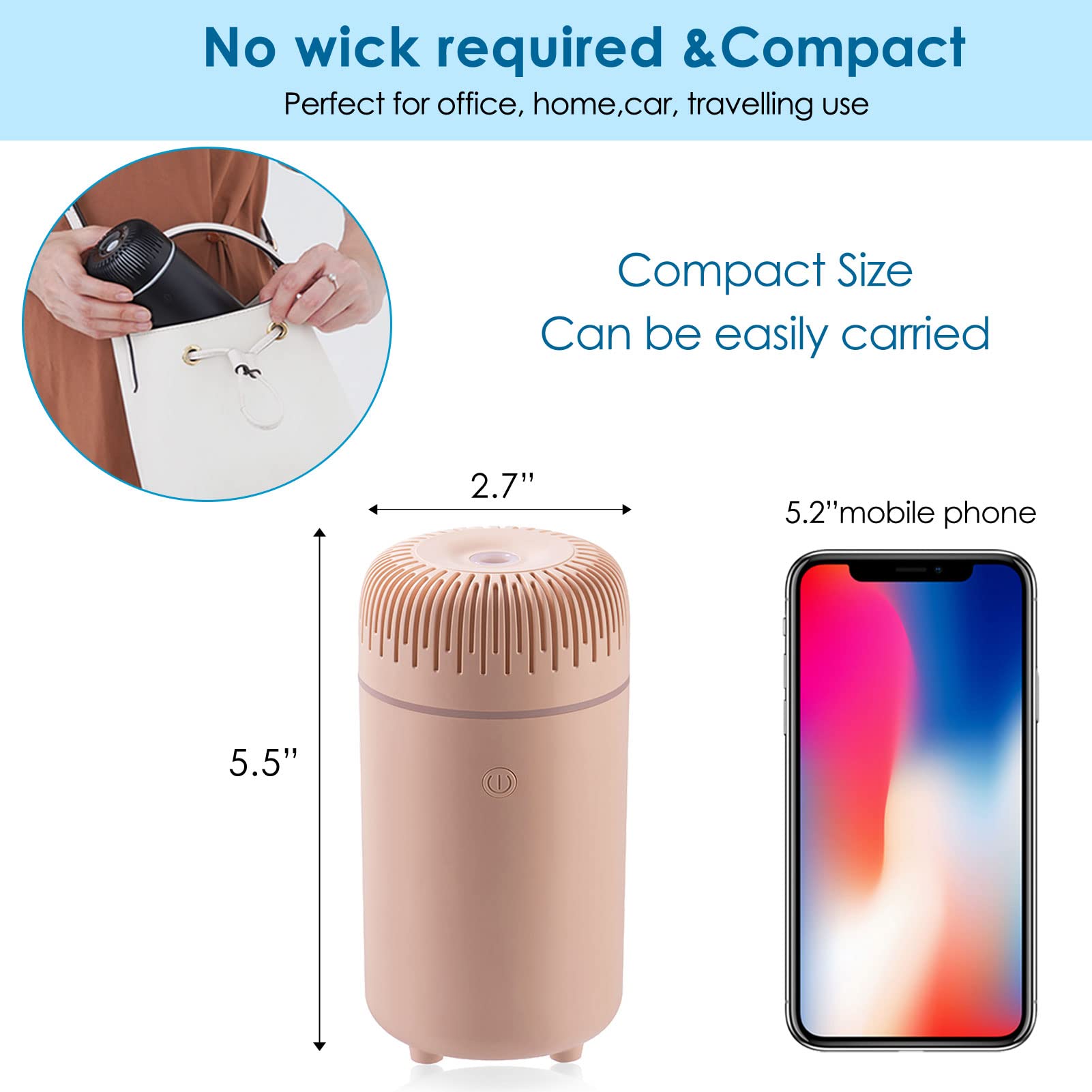 Car Diffuser Humidifier USB Aromatherapy Essential Oil Air Freshener USB Cool Mist Mini Portable Diffuser for Car Home Office Be