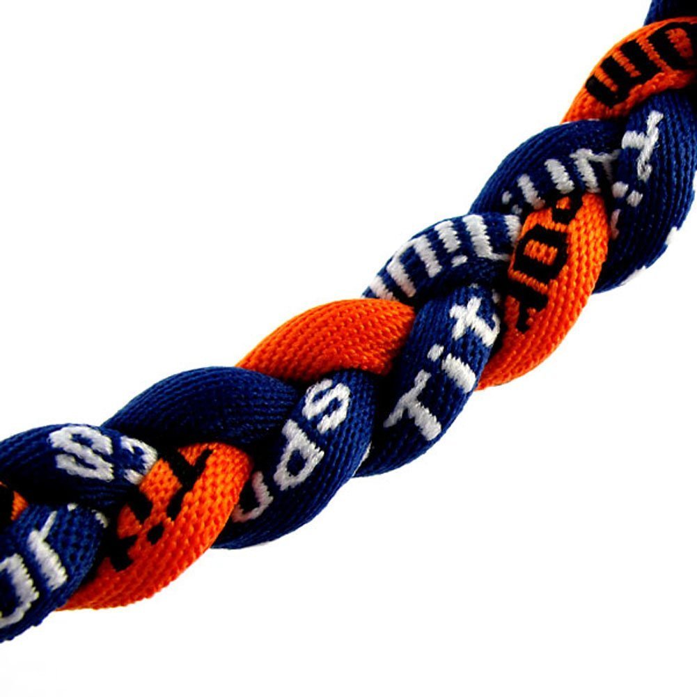 MapofBeauty 18 Three Braided Rope Sport Tornado Necklace (Dark Blue/Orange)