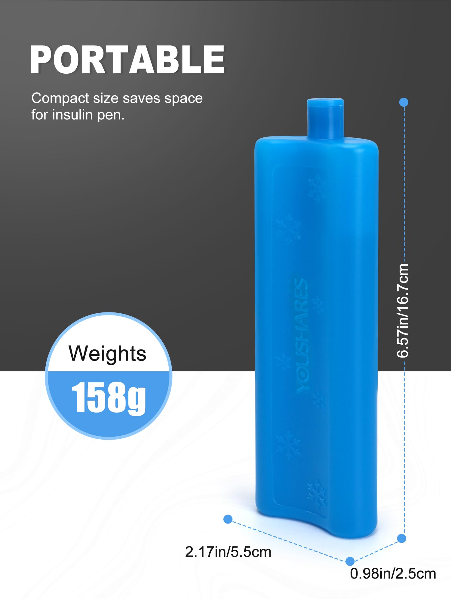 YOUSHARES Ice Pack for Insulin Cooler Travel Case, TSA Approved Freezer Ice Box for Injections, Keep Insulin Bottle Cooling 24h
