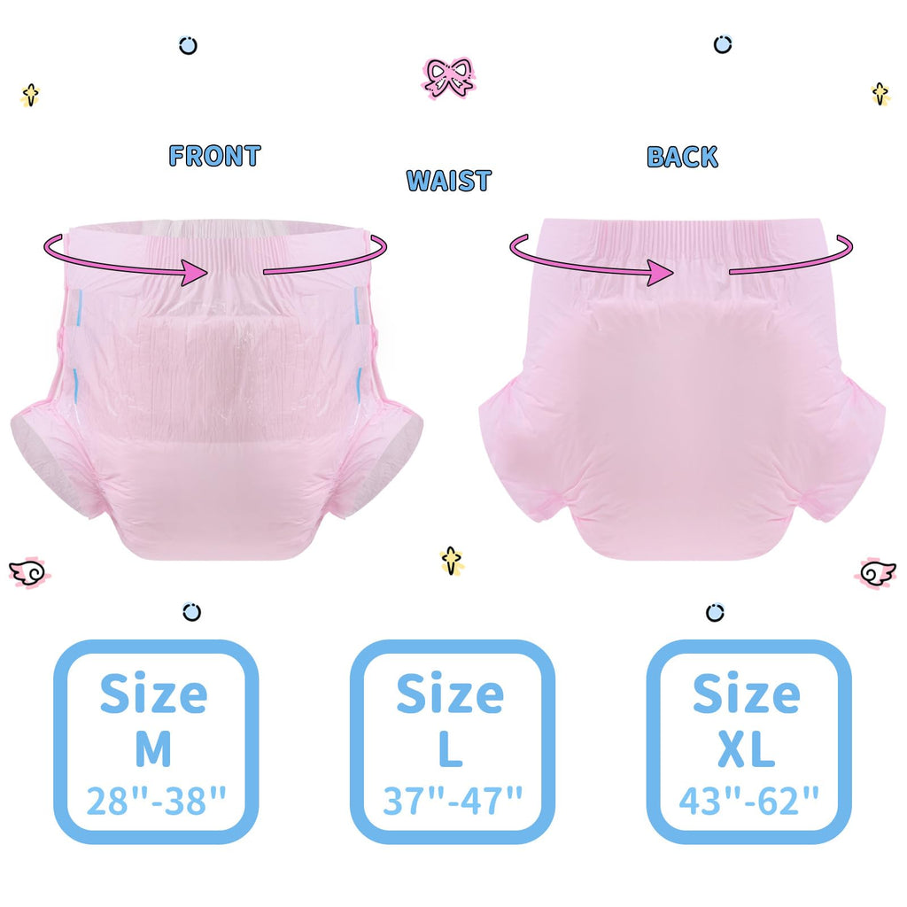CutiePlusU Disposable Adult Diaper Heavy Absorption Dry Surface Adult Diapers All Night- Pink 10 Pieces