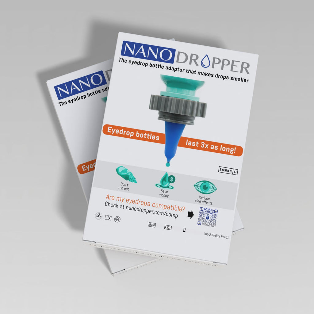 NANODROPPER Adaptor for Eyedrop Bottles - Volume Reducing Adaptor to Extend Bottle Life, Improve Aiming, Reduce Side Effects - 2