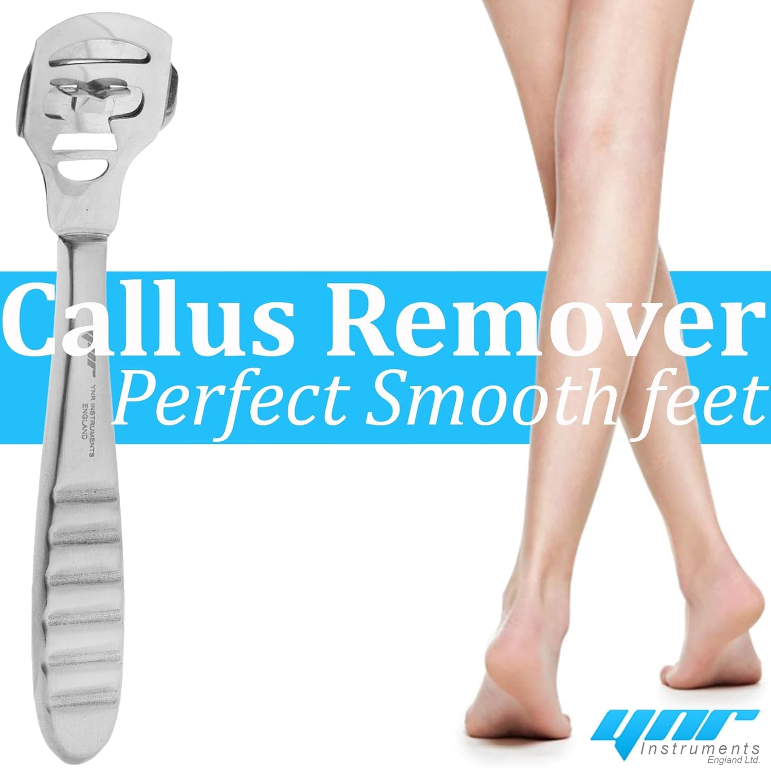 YNR Stainless Steel Foot Scraper & Callus Shaver for Feet, Pedicure Hard Skin Remover Tool with Callus Shaver Blades, Foot File